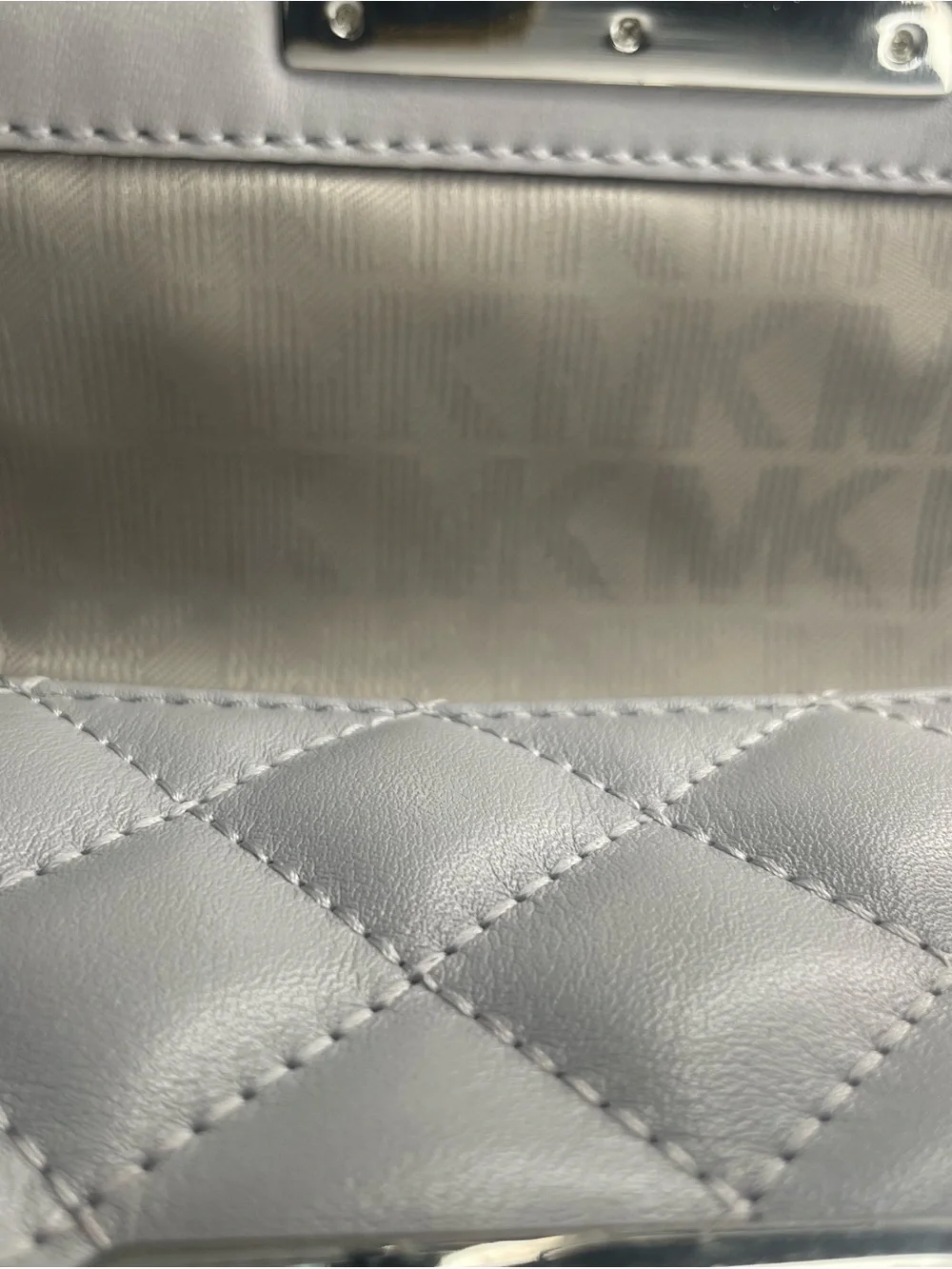 Michael Kors Quilted Light Grey Leather Chain Crossbody